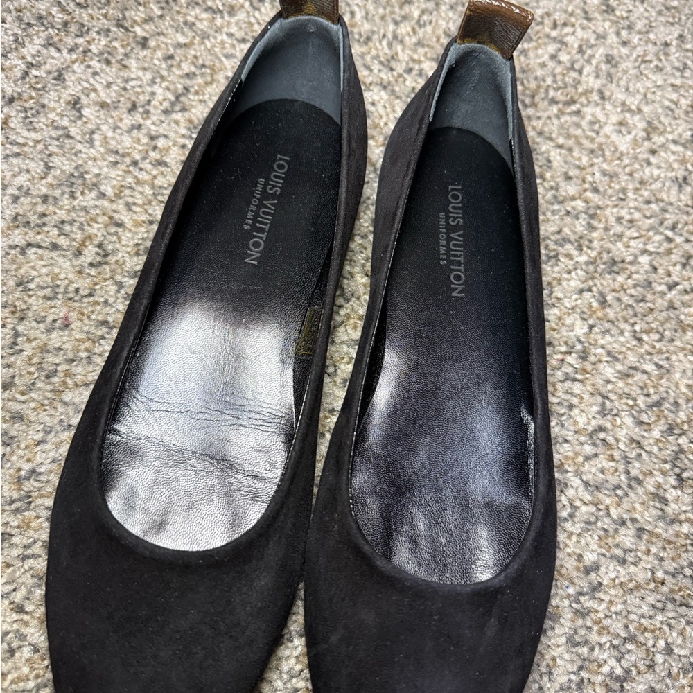 Louis Vuitton Black Suede Flats